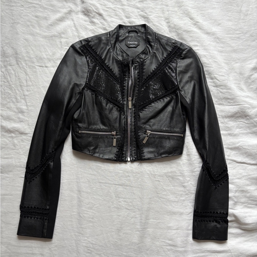 2000s Bebe Fitted Leather Jacket